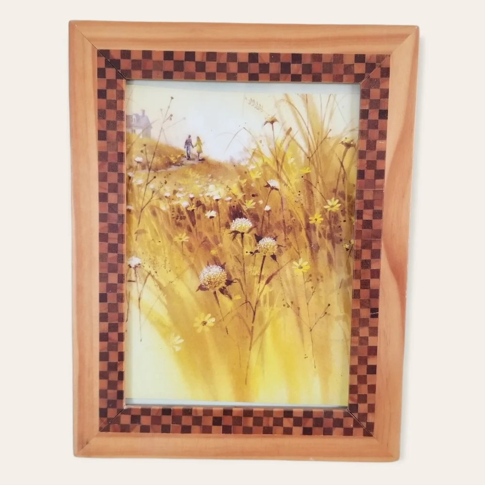 Vintage Greeting Card Wood Mosaic 6.5